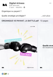 capture écran post LinkedIn Digital Artness 