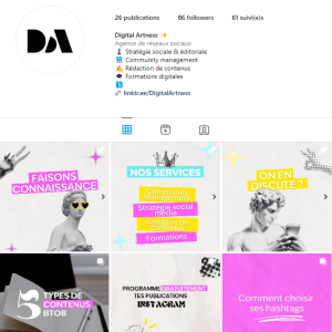 capture écran profil publication Instagram Digital Artness