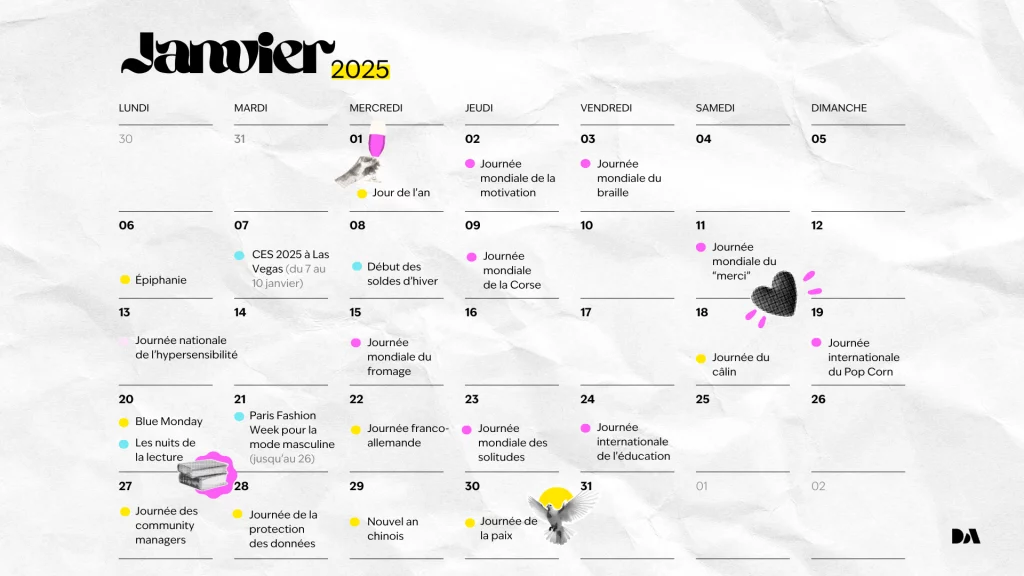 Calendrier des marronniers marketing janvier 2025