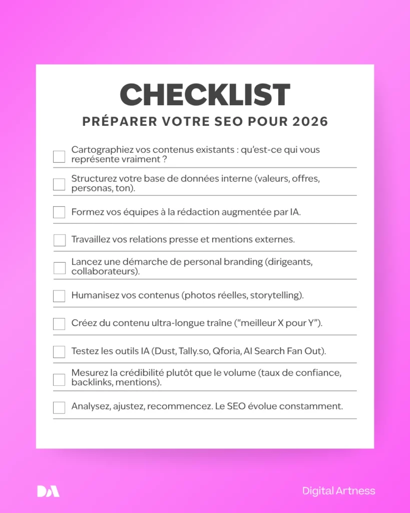 Checklist de conseils pour préparer son SEO pour 2026